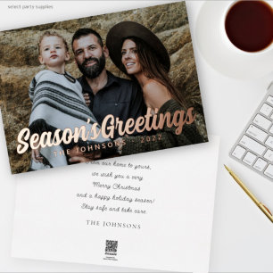 Modern Simple Cursive Script Greeting Family Photo