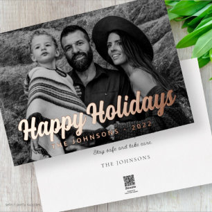 Modern Simple Cursive Script Greeting Family Photo