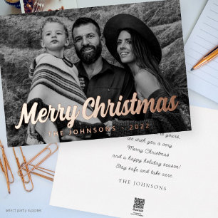 Modern Simple Cursive Script Greeting Family Photo