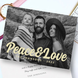 Modern Simple Cursive Script Greeting Family Photo Holiday Card