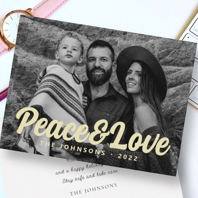 Modern Simple Cursive Script Greeting Family Photo Holiday Card (Creator Uploaded)