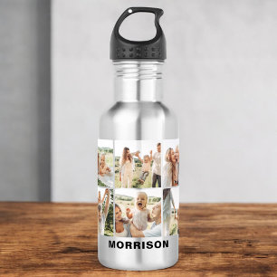 Modern Simple Custom 6 Photo Collage 532 Ml Water Bottle