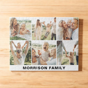Modern Simple Custom 6 Photo Collage Jigsaw Puzzle