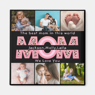 Modern Simple Custom 6 Photo Collage Mother's day Magnet