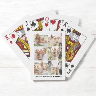 Modern Simple Custom 6 Photo Collage Playing Cards