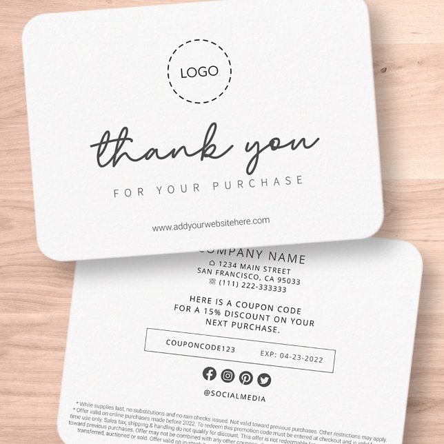Modern Simple Custom Business Logo Coupon Promo Calling Card (Creator Uploaded)