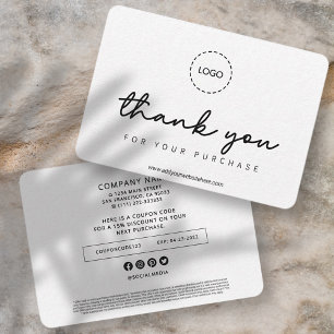 Modern Simple Custom Business Logo Coupon Promo Thank You Card