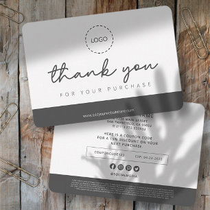 Modern Simple Custom Business Logo Coupon Promo Thank You Card