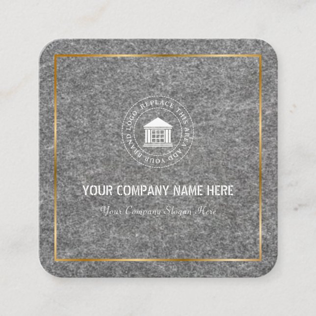 Modern Simple Custom Business Logo & Name Square Business Card (Front)
