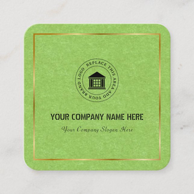 Modern Simple Custom Business Logo & Name Square Business Card (Front)