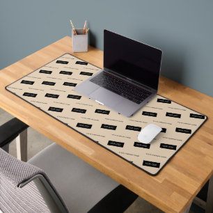 Modern Simple Custom Business Name Logo Beige    Desk Mat