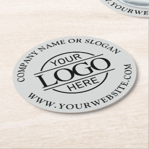 Modern Simple Custom Company Business Logo Branded Round Paper Coaster