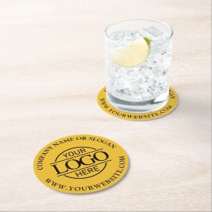 Modern Simple Custom Company Business Logo Branded Round Paper Coaster