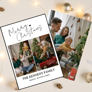 Modern Simple Custom Family Name Photo Christmas Holiday Card