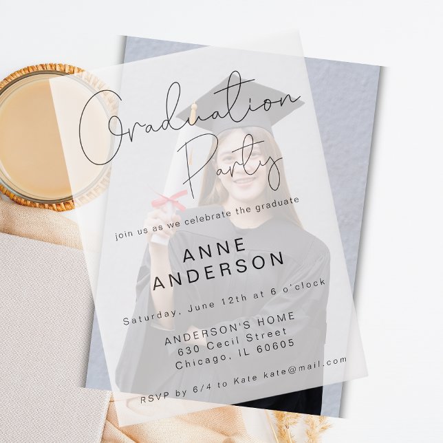 Modern Simple Custom Graduation Party Overlay  Vellum Invitations (Creator Uploaded)