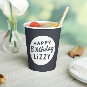 Modern Simple Custom Non-Photo Birthday Greeting Paper Cups