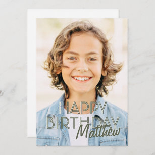 Modern Simple Custom Photo Birthday Greeting