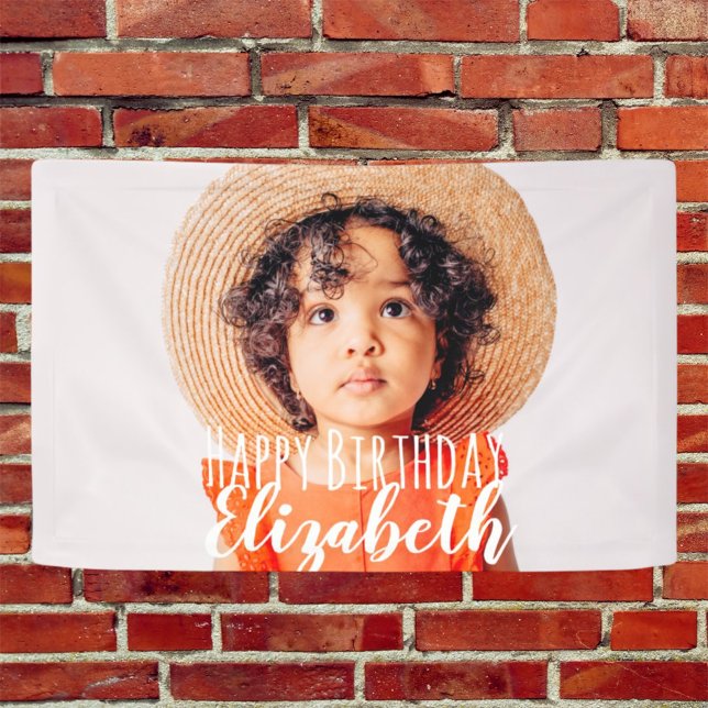 Modern Simple Custom Photo Birthday Greeting Banner (Creator Uploaded)