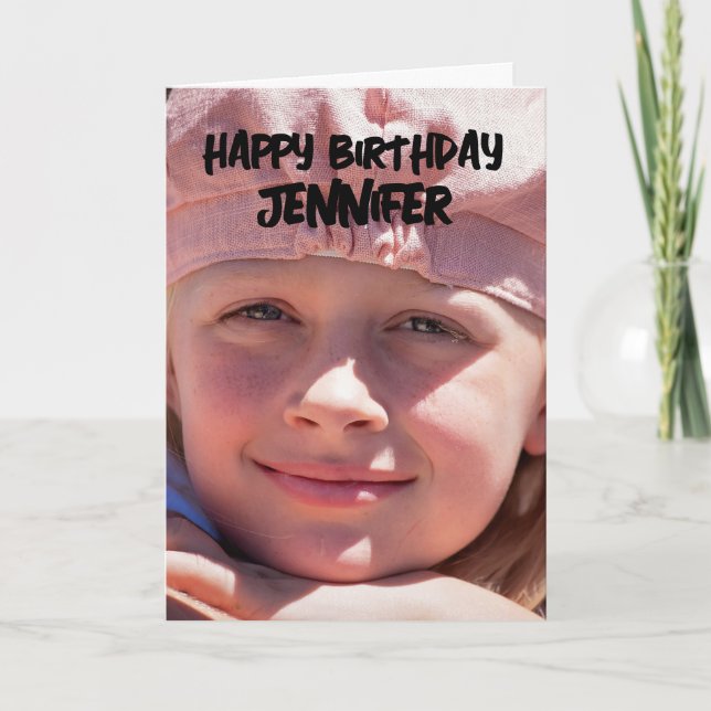 MODERN SIMPLE CUSTOM PHOTO BIRTHDAY GREETING CARD (Front)