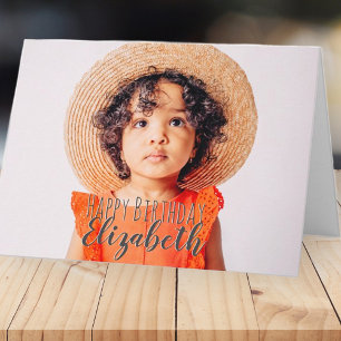 Modern Simple Custom Photo Birthday Greeting Card