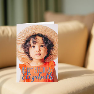 Modern Simple Custom Photo Birthday Greeting Card