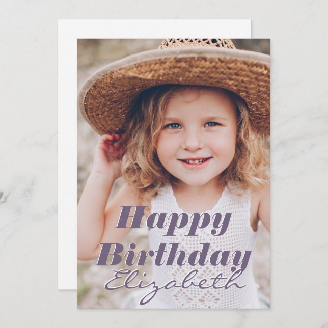 Modern Simple Custom Photo Birthday Greeting Card (Front/Back)
