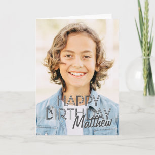 Modern Simple Custom Photo Birthday Greeting Card
