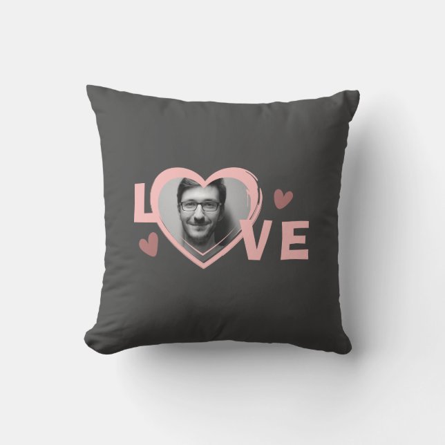 Modern Simple Custom Photo Love Heart  Cushion (Front)