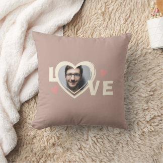 Modern Simple Custom Photo Love Heart Cushion