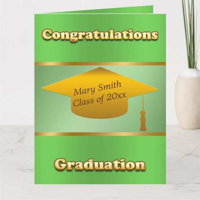 Modern Simple Customise Gold Green Card (Front)