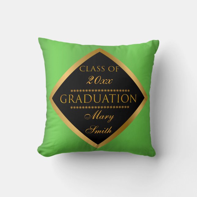 Modern Simple Customise Gold Green Cushion (Front)