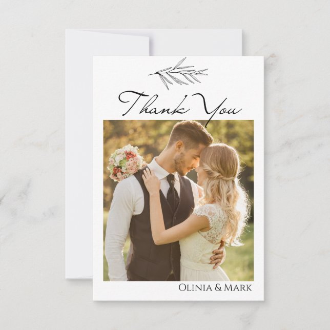 modern simple Customised Wedding Thank You Card (Front)