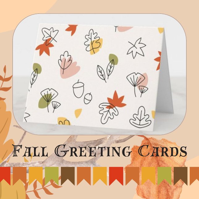 Modern Simple Cute Fall Autumn Pattern Blank Thank You Card (Creator Uploaded)
