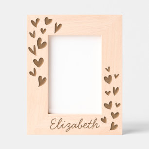 Modern Simple Cute Hearts Add Name Baby Etched Frames