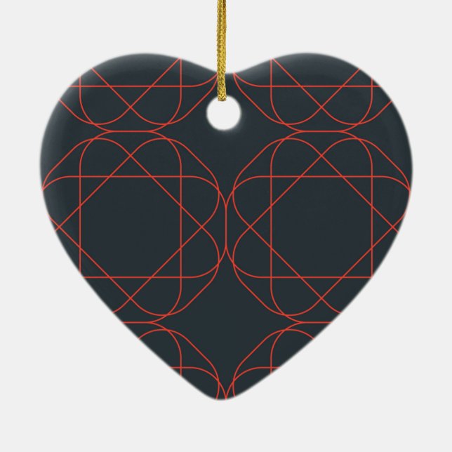 Modern, simple, cute, playful geometric pattern ceramic tree decoration (Back)