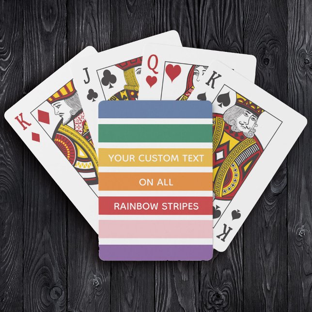 Modern Simple Cute Rainbow Custom Text Striped Playing Cards (Creator Uploaded)