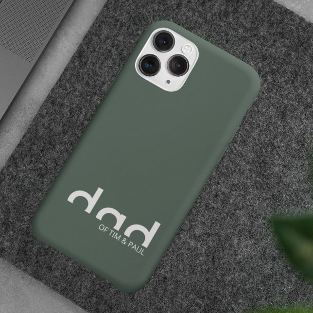 Modern Simple Dad Design with Kids Children Names Case-Mate iPhone Case (Creator Uploaded)