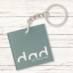 Modern Simple Dad Design with Kids Children Names Key Ring