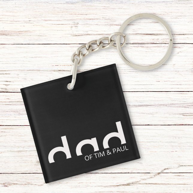 Modern Simple Dad Design with Kids Children Names Key Ring (Creator Uploaded)