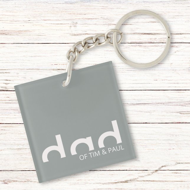 Modern Simple Dad Design with Kids Children Names Key Ring (Creator Uploaded)