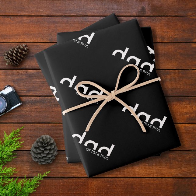 Modern Simple Dad Design with Kids Children Names Wrapping Paper Sheet (Creator Uploaded)