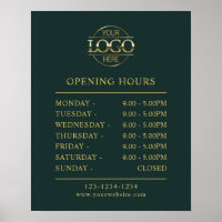 Modern Simple Dark Green Business Opening Hours