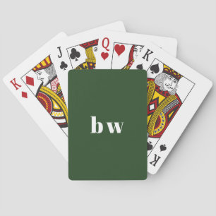 Modern Simple Dark Green Monogram Playing Cards