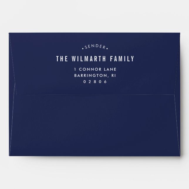 MODERN simple dark navy blue Geometric gold frame Envelope (Back (Top Flap))