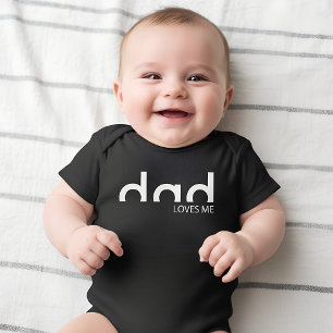 Modern Simple Design Dad loves me Baby Bodysuit