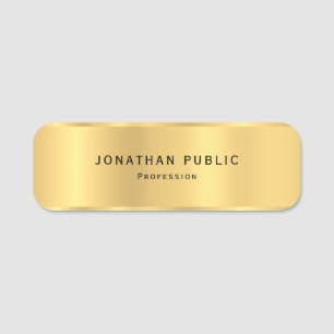 Modern Simple Design Elegant Glam Gold Template Name Tag
