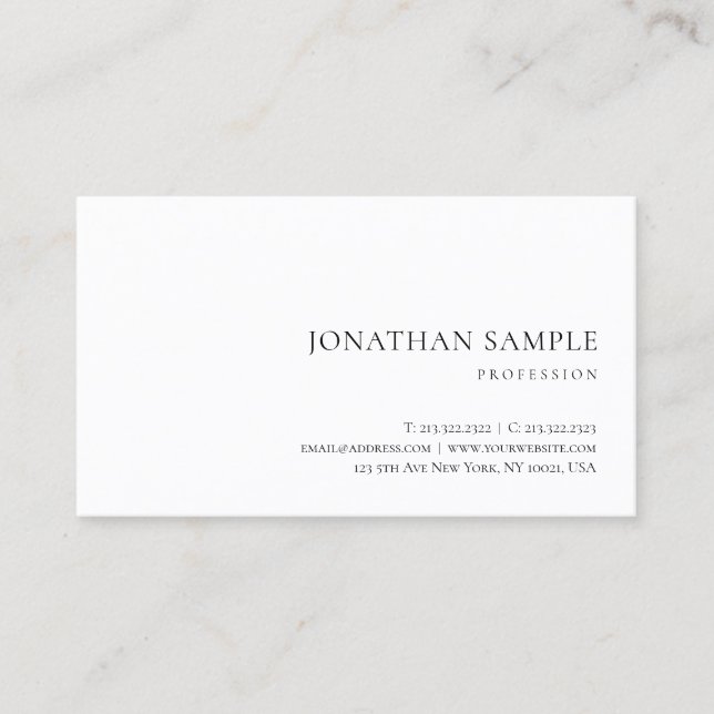 Modern Simple Design Elegant Plain Trendy Business Card (Front)