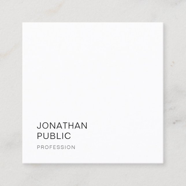 Modern Simple Design Template Elegant Professional Square Business Card (Front)