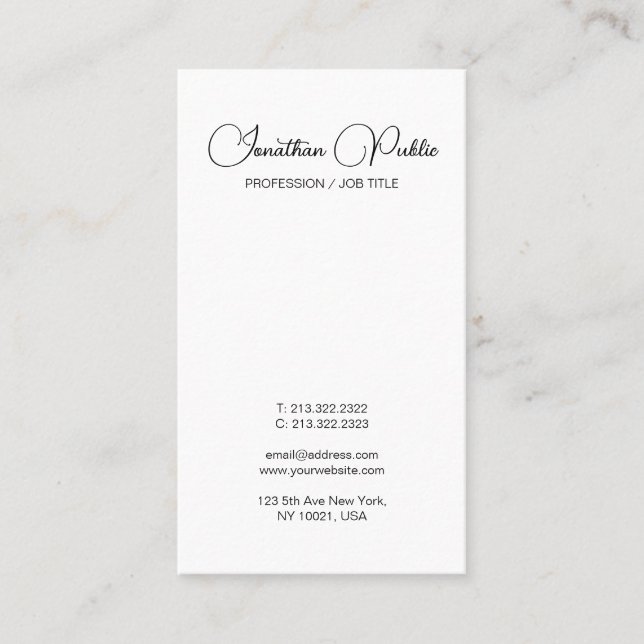 Modern Simple Design Template Typography Vertical Business Card (Front)