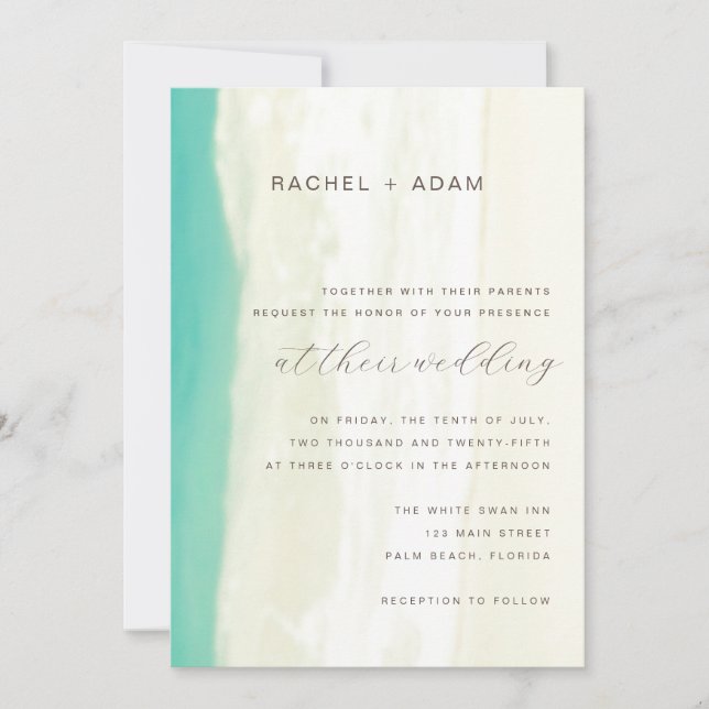 Modern Simple Destination Beach Wedding Invitation (Front)
